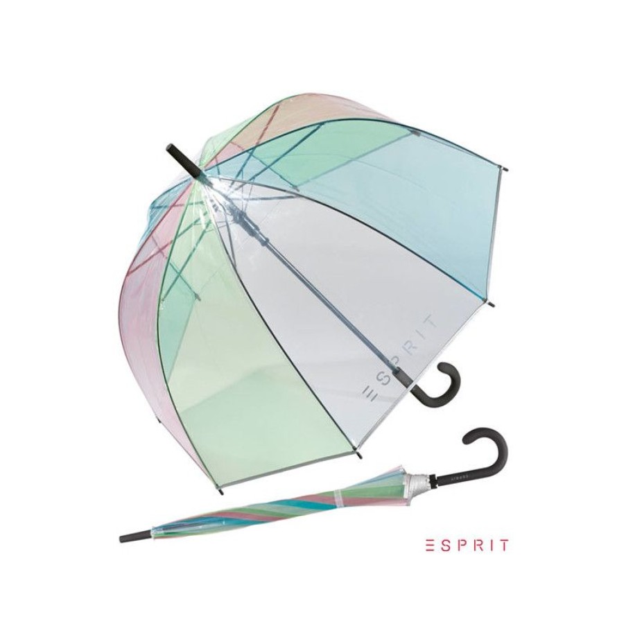 Best Parapluie Cloche Transparent Arc En Ciel Esprit Poigne Noire