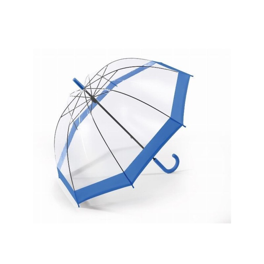 Online Parapluie Cloche Transparent Bordure Bleue