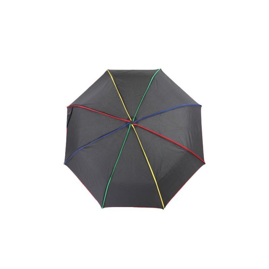 New Parapluie Pliant Noir Baleines Ganses Multicolores