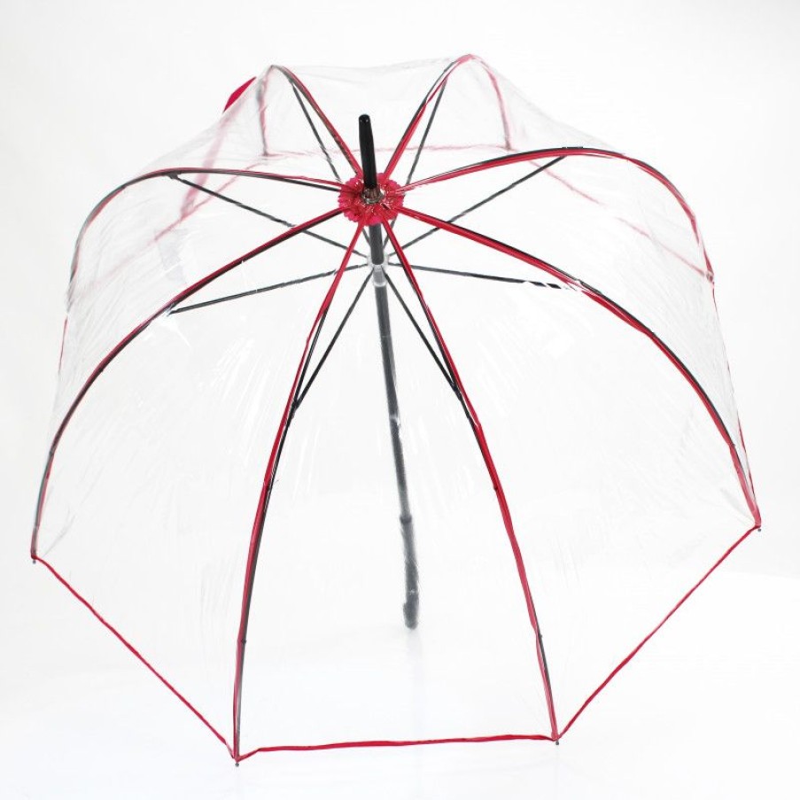 Hot Parapluie Transparent Cloche Baleines Ganses Roses Fuchsia