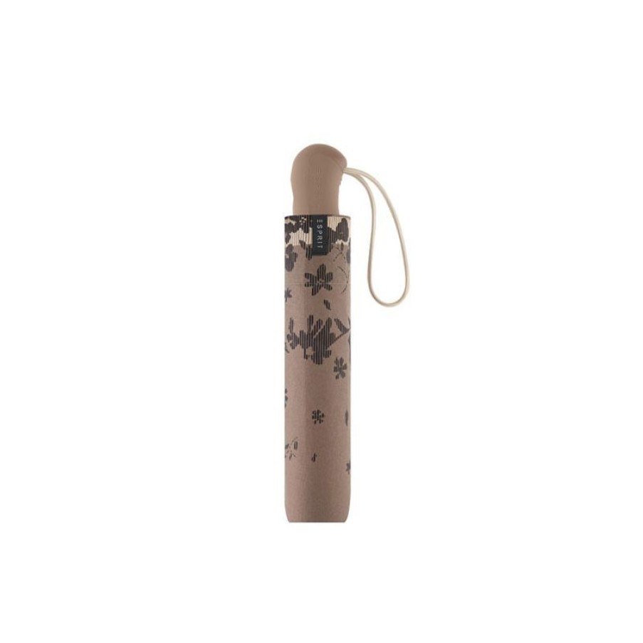 Clearance Parapluie Pliant Esprit Taupe Imprim Fleurs